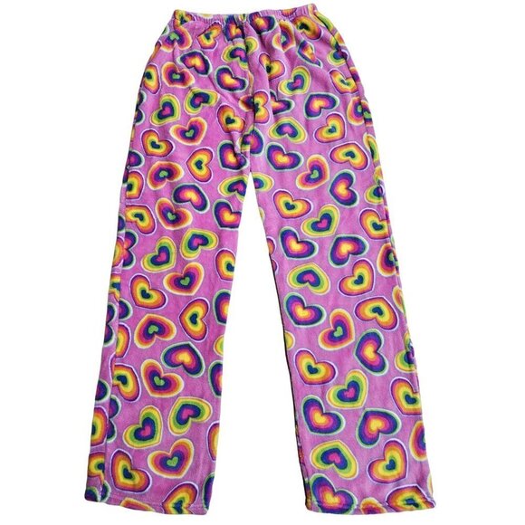 Pajama Pants Women Junior Small Sleepwear Plush Fleece Fuzzy Rainbow PJ Bottoms - Picture 1 of 1